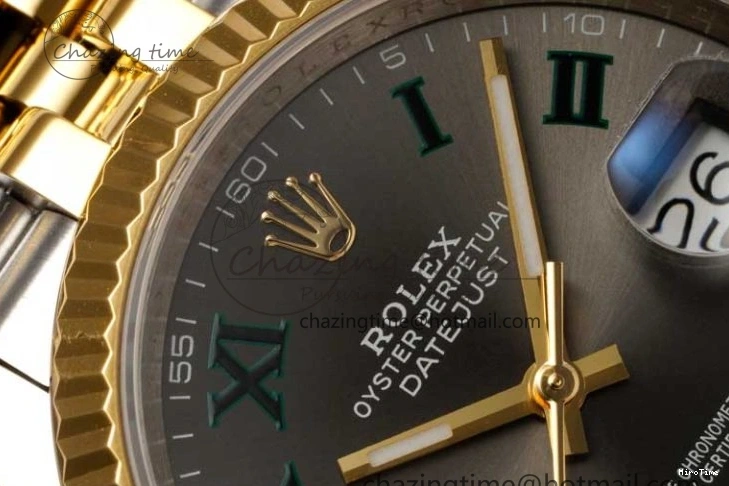 MiroTime 0215 UrbanChic DateJust 36mm SS YG DIWF 1:1 Best Edition 904L Steel Gray Dial Green Markers on Jubilee Bracelet SA 2309